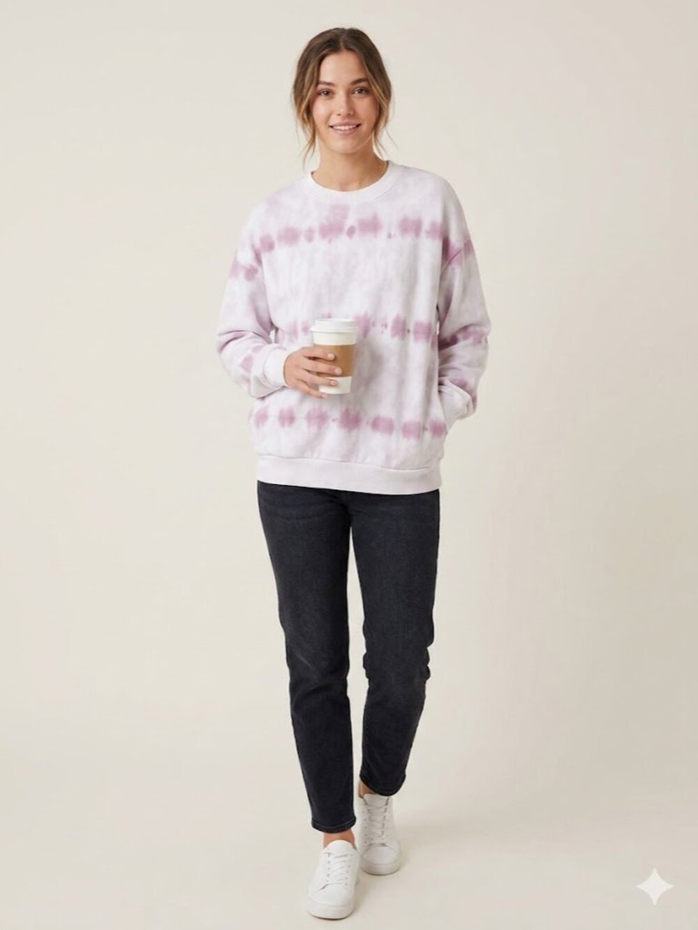 American Eagle Ahh-Mazingly Soft Pink Tie Dye Fleece Lined Sweatshirt